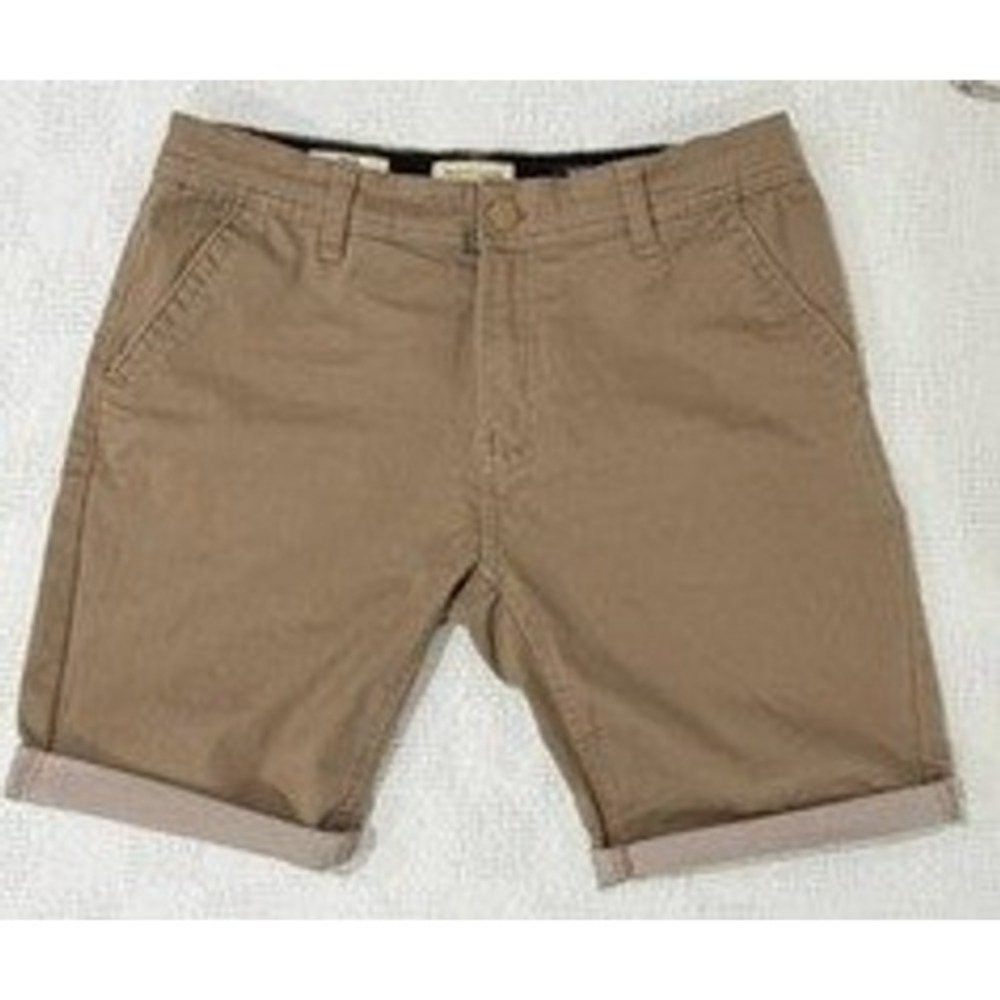 Scott James England Men Slim Fit Chino Shorts Tan Khaki W32 Cuffed Cotton Casual